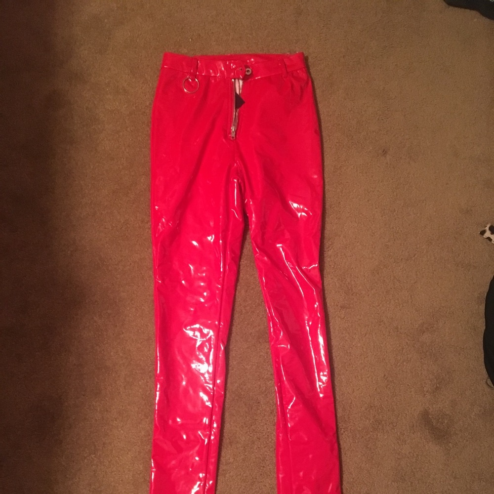 Fashion Nova Vinyl Red pants